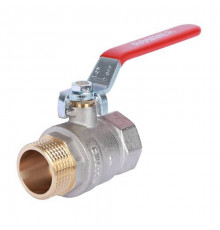 Кран шаровой полнопроходной ROMMER RBV-0002 (ВР/НР, PN40, Tmax 130°C, ручка-рычаг красная)