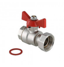 Кран шаровой полнопроходной VALTEC VT.241.N - 1/2" x 3/4" (ВР/НГ, PN40, ручка-бабочка красная)