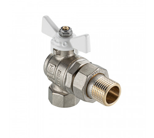 Кран вода VALTEC BASE-ГОСТ 1/2" г/ш баб американка (бел. руч.) угловой